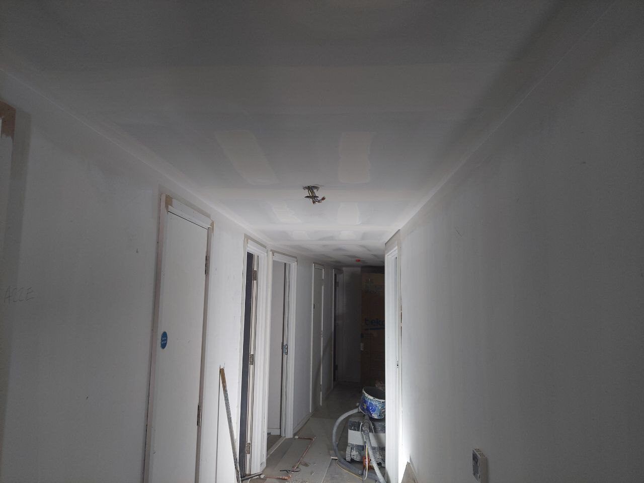 Finished corridor in a renovated apartment building