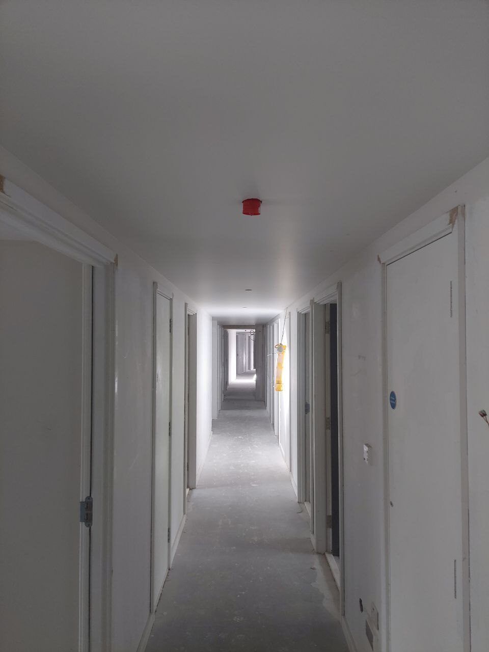 Corridor ceiling finished and sanded