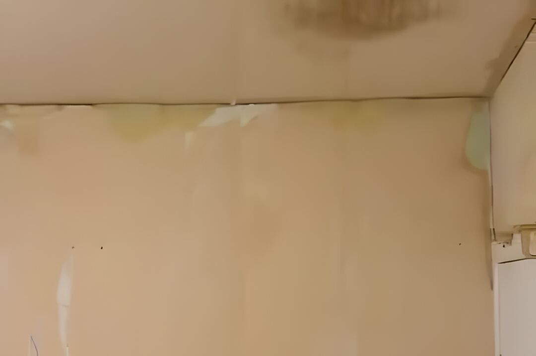 Stained ceiling before repair